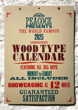 Load image into Gallery viewer, Peacock: 2025 Wood Type Calendar