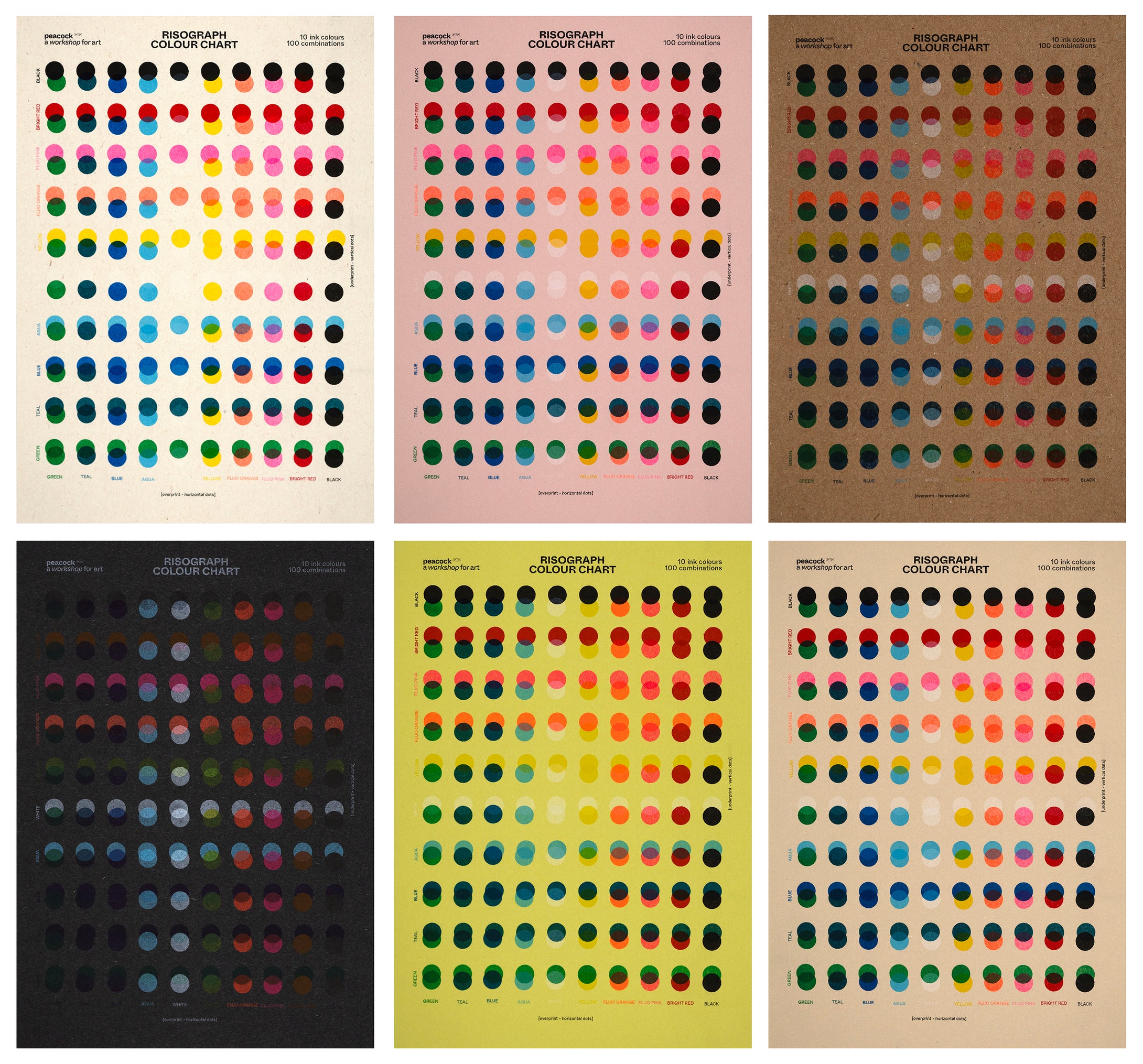 Peacock: Risograph Colour Chart (A5) - packs 1 & 2